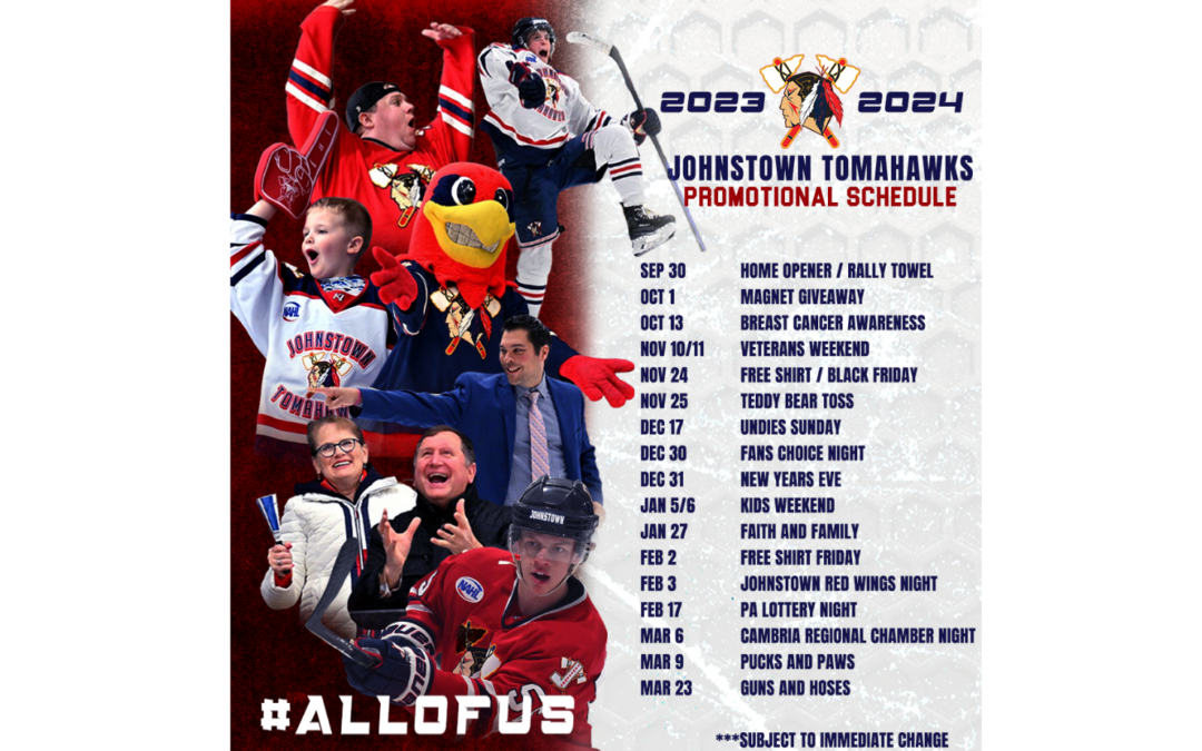 Johnstown Tomahawks Unveil 2023-2024 Promotional Schedule