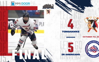 JOHNSTOWN TOMAHAWKS SUFFER A 5-4 OVERTIME LOSS TO THE ROCHESTER JR. AMERICANS